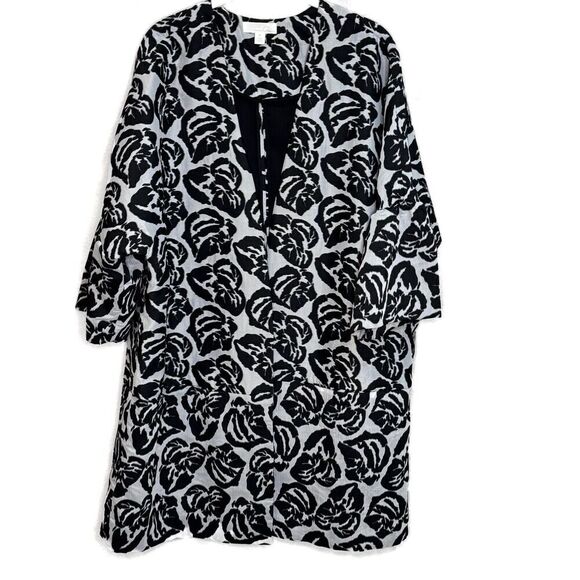 Emerson Rose Jacket Topper Size XL Black White Floral Jacquard - Picture 1 of 7